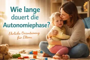 Dauer der Autonomiephase: Mutter tröstet ihr Kleinkind während der Autonomiephase – ruhiger Moment im Familienalltag